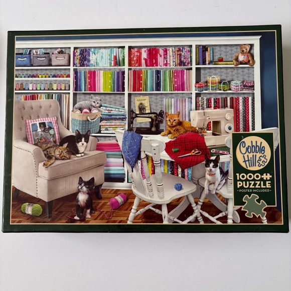 Cobble Hill Cats’ 1000-Piece Puzzle Set of 2, like new - Picture 3 of 5